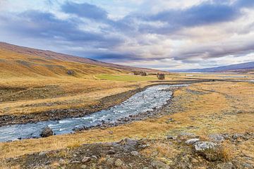 Paysage avec rivière à l'est de l'Islande sur Rico Ködder