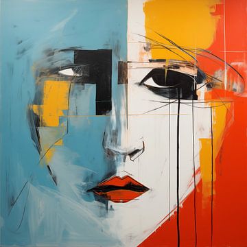 Vrouwelijke gezicht abstract in kleur van The Exclusive Painting