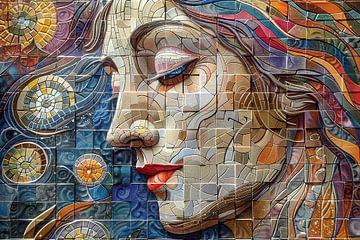 vrouw mozaiek fresco stijl van Egon Zitter