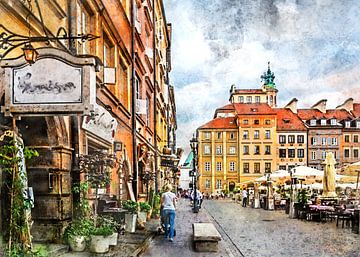 Warsaw Old Town watercolor art #warsaw