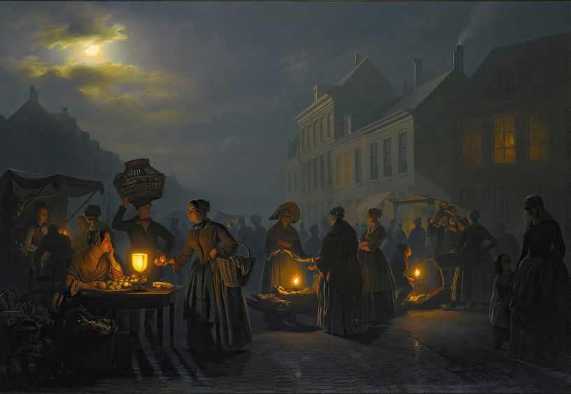 Ein Markt in der Abenddämmerung, Petrus van Schendel von Meisterhafte Meister