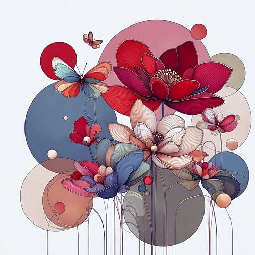 Fancy Flowers in Blue - Vrolijke Bloemen in Blauw