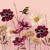 Herfst bloemen met vogeltje van Geertje Burgers