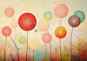 Bloemvormen | Gekleurde Bollen op Canvas van De Mooiste Kunst
