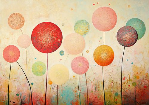 Bloemvormen | Gekleurde Bollen op Canvas