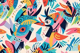 Abstract colourful animals in modern art by Art & Soul Creations