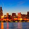 L'horizon de Chicago au coucher du soleil sur Atelier Liesjes