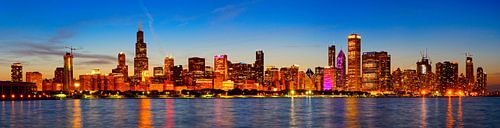 Chicago skyline bij zonsondergang