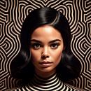 Op-art portret mooie vrouw van Bianca ter Riet thumbnail