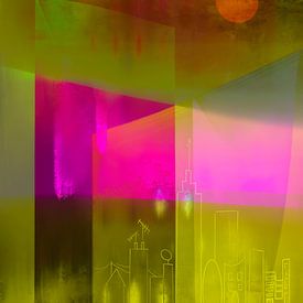 Neon City By Night. Modern Abstract. by Alie Ekkelenkamp