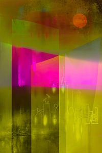 Neonstadt bei Nacht. Modern Abstrakt.