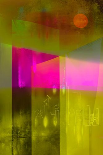 Neon City By Night. Modern Abstract.