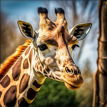 Giraffe close up van Digital Art Nederland