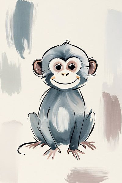 Cute monkey in digital art by Art & Soul Creations
