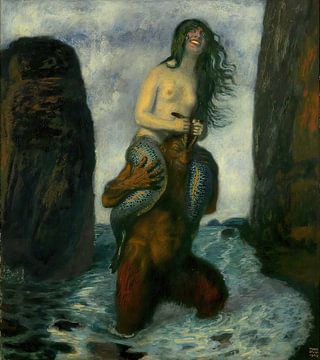 Franz von Stuck - Faun en zeemeermin (1902) van Peter Balan