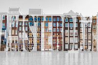 Grachtenpanden in Amsterdam met tekst