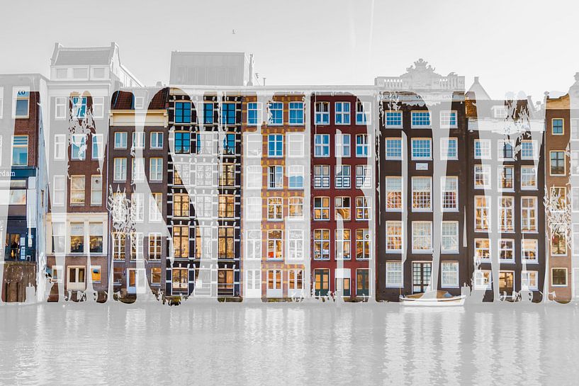 Grachtenpanden in Amsterdam met tekst par Stedom Fotografie