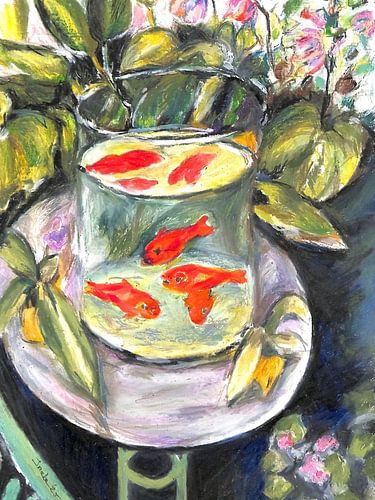 Goldfisch in einem Glasfischglas.