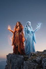 Fire and Ice Sorceresses by Markus Gann
