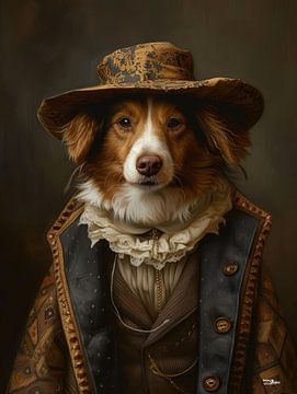 dog in Victorian dress