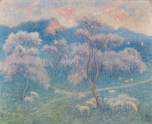 Moutons Aux Amandiers, William Degouve de Nuncques.