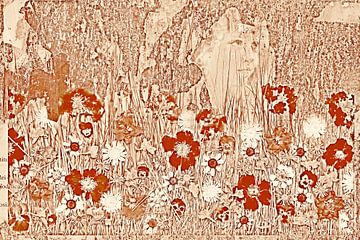 Collage met bloemen in jugendstil stijl von Hanneke Luit