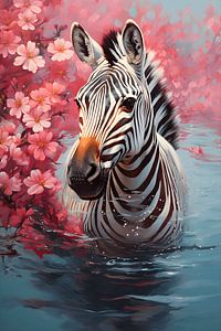 Zebra in roze van Uncoloredx12