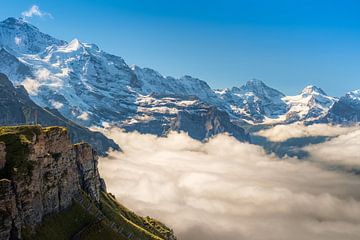 Blik vanaf Männlichen op de bergen van het Berner Oberland (Zwitserland) van Chris Rinckes