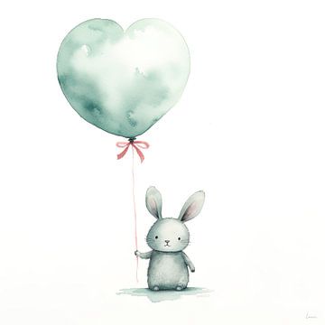 Bunny with balloon by Lauri Creates