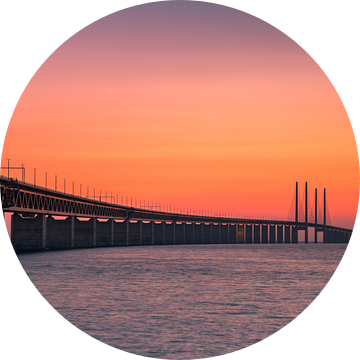 Zonsondergang bij de Oresund Brug, Malmö, Zweden