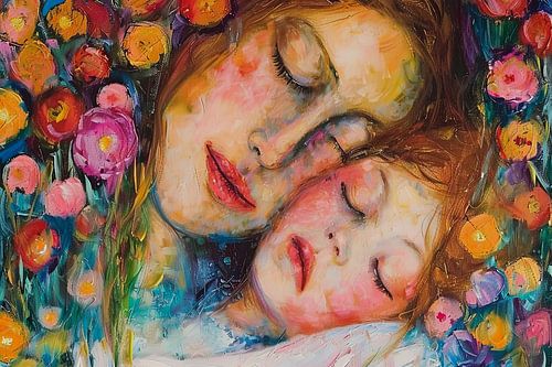 schilderachtig portret klassiek moeder met kind