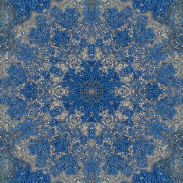 Abstract mandala in blue and silver by Maurice Dawson