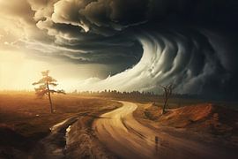 Dramatic landscape in the storm
