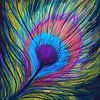 Peacock Feather Pink and Purple Abstract by Iris Holzer Richardson