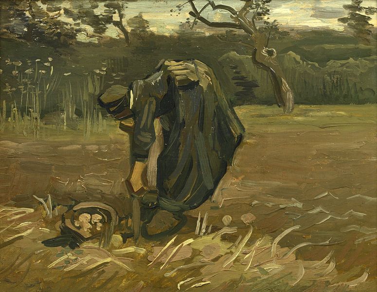 Peasant woman, harvesting potatoes, Vincent van Gogh by Masterful Masters