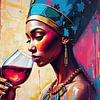 Nofretete mit einem Glas Rotwein von Liona Toussaint