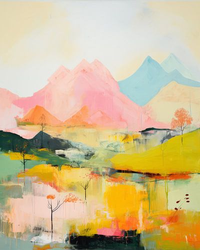 Moderne und abstrakte Landschaft in Pastellfarben