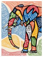 Colorful Abstract Elephant Illustration