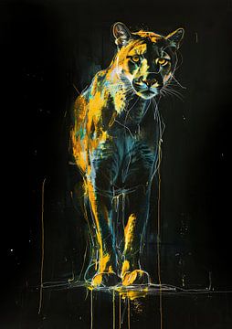 Schilderij Neon Puma van Kunst Kriebels