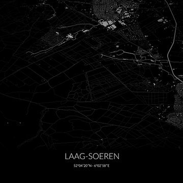 Schwarz-weiße Karte von Low-Soeren, Gelderland. von Rezona