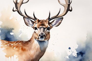 Elegante aquarel van een hert van Art & Soul Creations