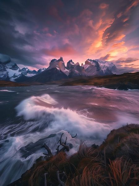 Sonnenuntergang über dem Horizont von fernlichtsicht