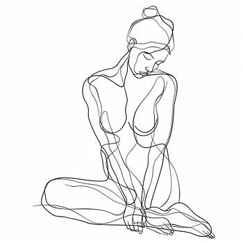 Portrait au trait d'une femme nue