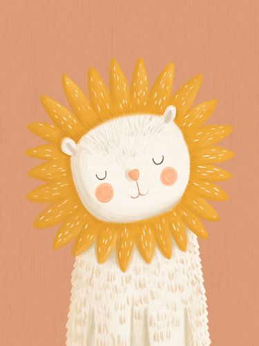 Verspielte Löwen-Sonne-Illustration – Niedliche Tiermotive für das Kinderzimmer