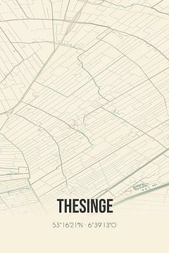 Vintage landkaart van Thesinge (Groningen) van MijnStadsPoster