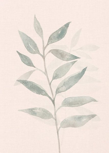 Japandi Aquarell Blätter zartrosa von Bloomery Decor