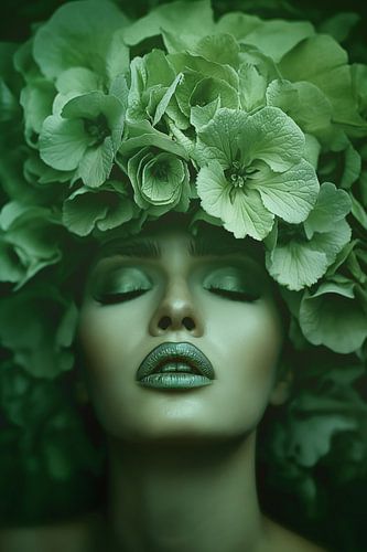 Vrouw met bloemenhaar