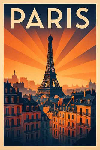 Paris Eiffel Tower Vintage Travel Poster Wall Art
