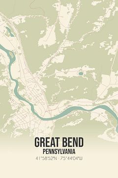 Alte Karte von Great Bend (Pennsylvania), USA. von Rezona