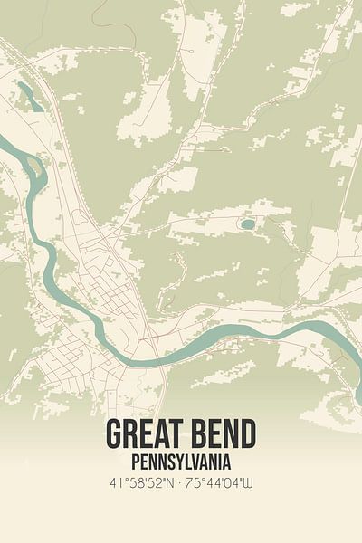 Carte ancienne de Great Bend (Pennsylvanie), USA. par Affiches de lieux
